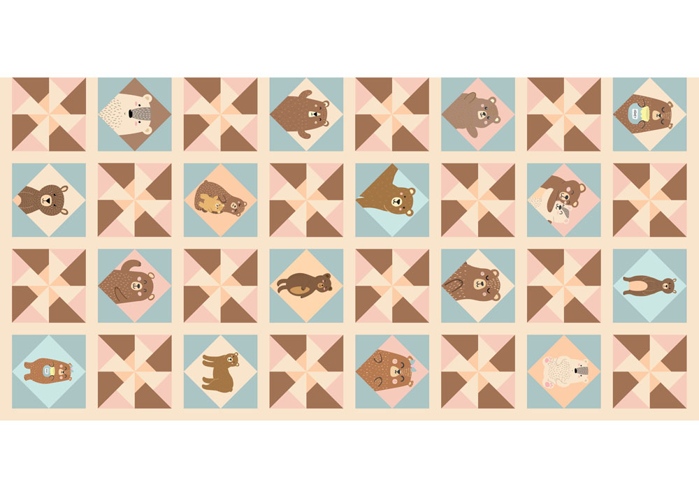 Lemon Lane Cosy-Quilt Bears Fabric - Image 2
