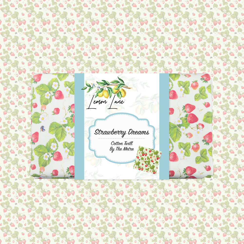 Lemon Lane Strawberry Dreams Cotton Twill Fabric