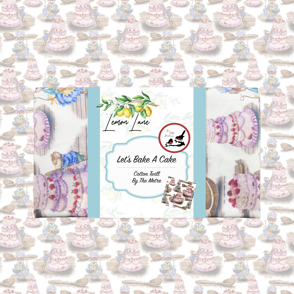 Lemon Lane Let's Bake A Cake Cotton Twill Fabric
