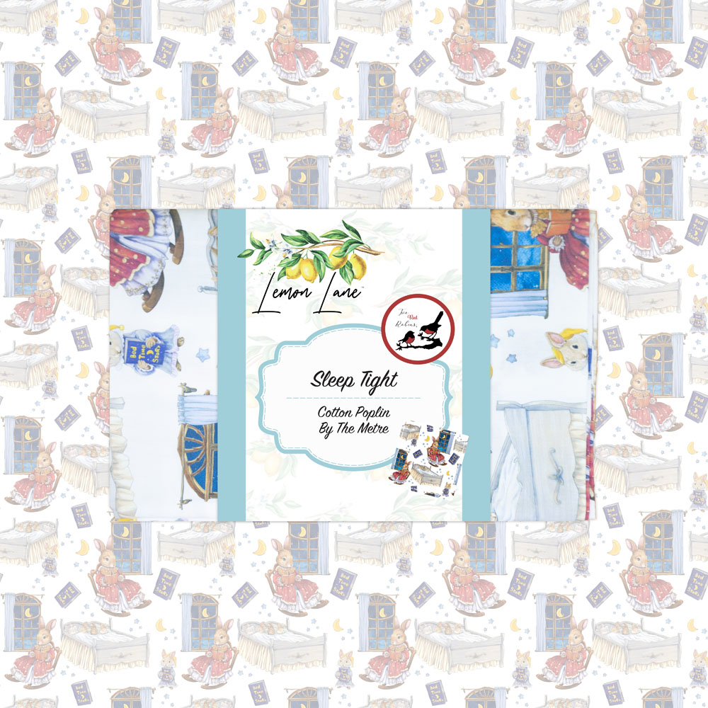 Lemon Lane Sleep Tight Cotton Poplin Fabric By The Metre