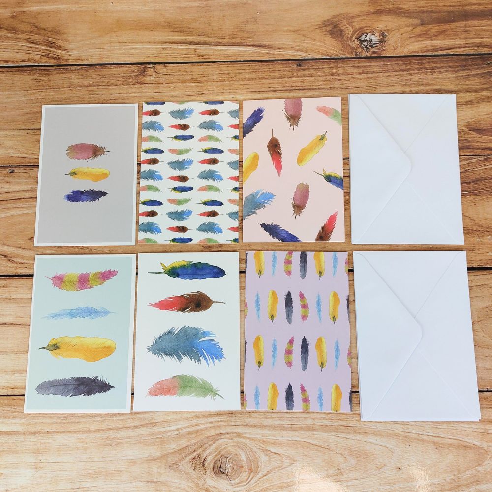 Feather Design Card & Envelope Pack - 48 Cards & Envelopes