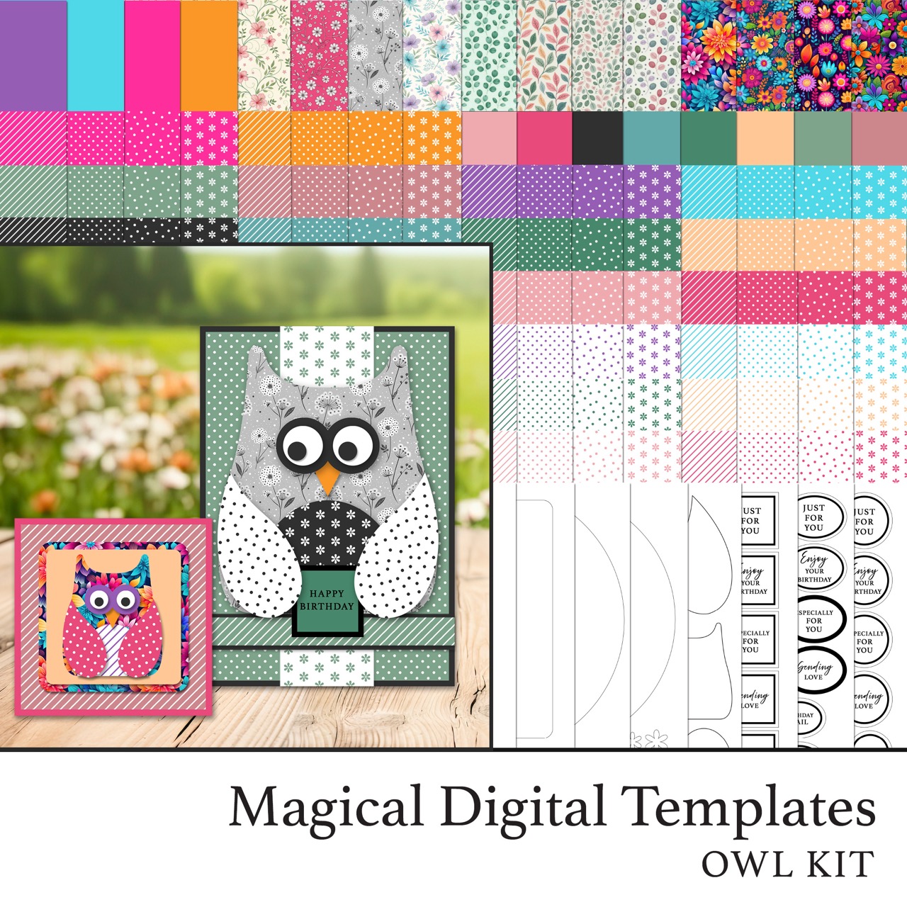 The Crafty Witches - Owl Magical Digital Templates & Papers Collection