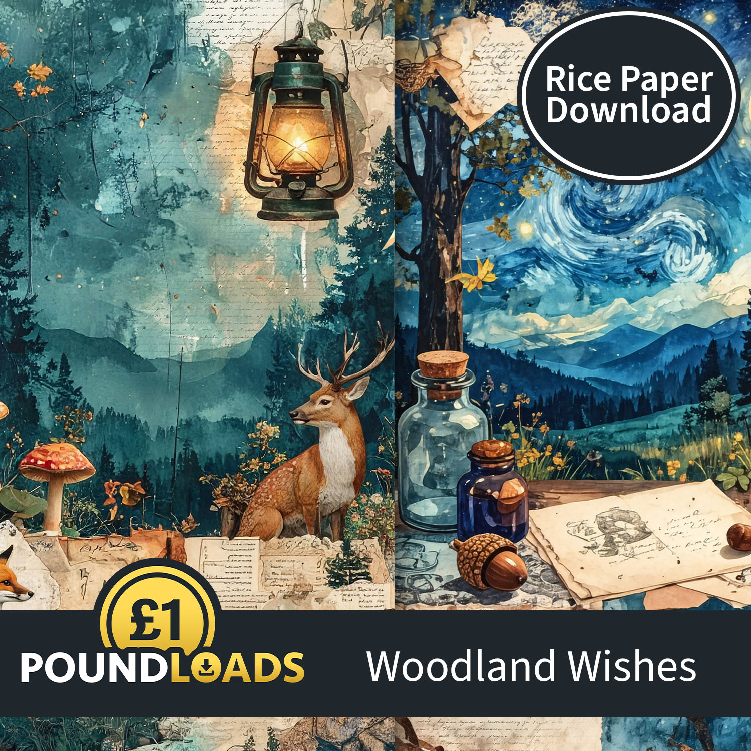 Poundloads Woodland Wishes Rice Paper Download