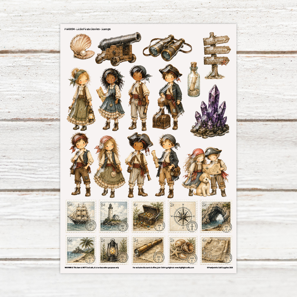 Pearlywinks Little Pirate Stories Stamps Luxe Resin Decal Sheet