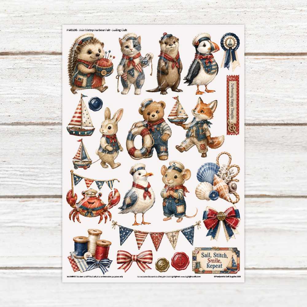 Pearlywinks Thimbletop Harbour Fair - Sailing Club Luxe Resin Decal Sheet