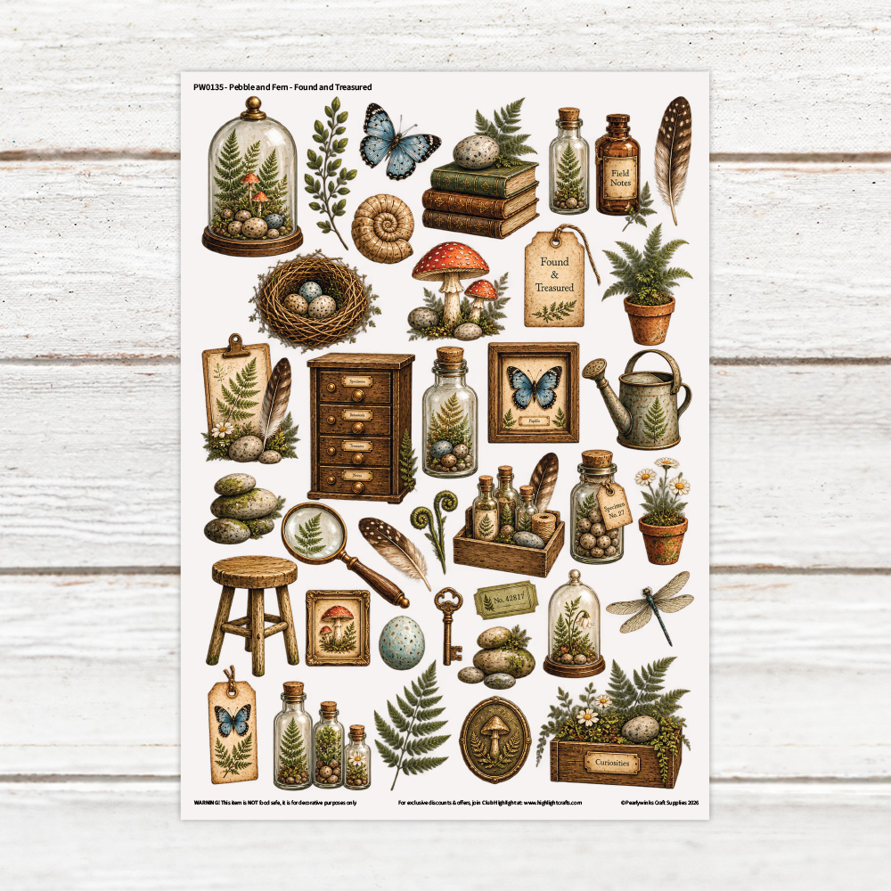 Pearlywinks Pebble and Fern - Found and Treasured Luxe Decal Sheet