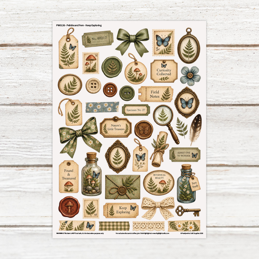 Pearlywinks Pebble and Fern - Keep Exploring Luxe Decal Sheet