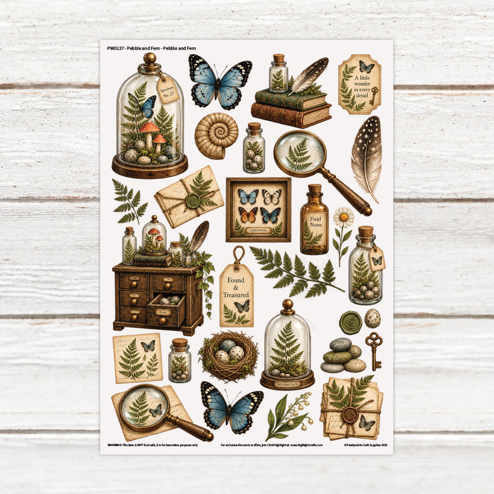 Pearlywinks Pebble and Fern - Pebble and Fern Luxe Decal Sheet