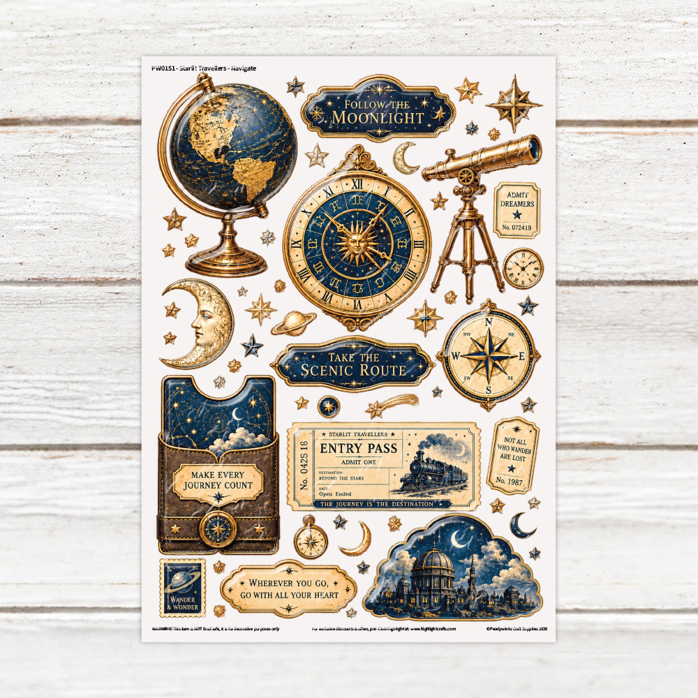 Pearlywinks Starlit Travellers - Navigate Luxe Decal Sheet