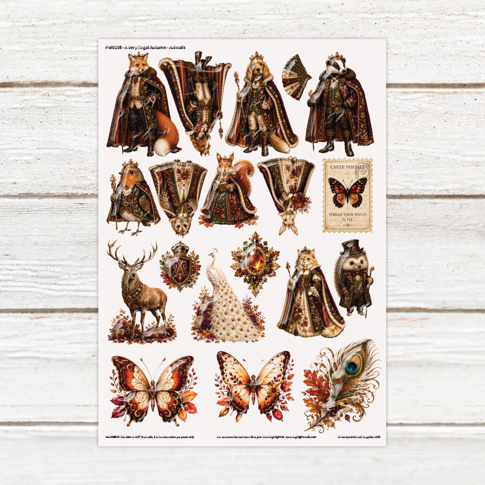 Pearlywinks A Very Regal Autumn Animals Luxe Decal Sheet