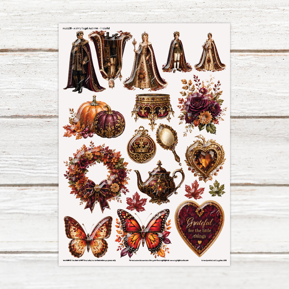 Pearlywinks A Very Regal Autumn Grateful Luce Decal Sheet