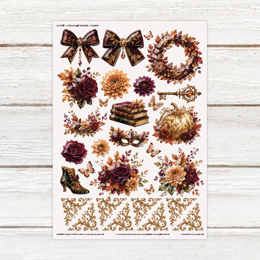 Pearlywinks A Very Regal Autumn Flowers Luxe Decal Sheet