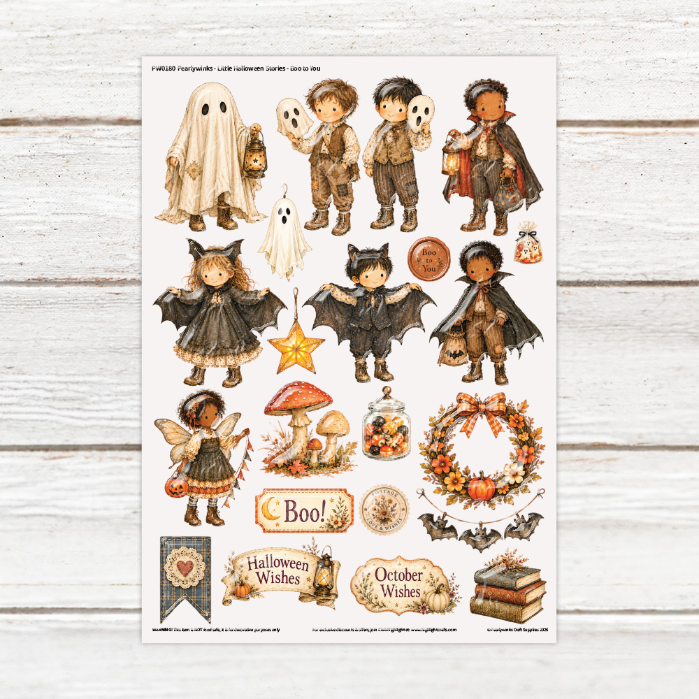 Pearlywinks Little Halloween Stories Boo to You Luxe Resin Decal Sheet