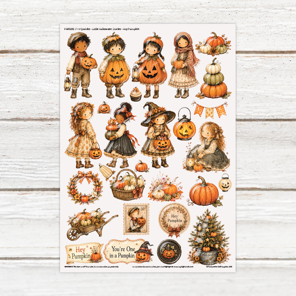 Pearlywinks Little Halloween Stories Hey Pumpkin Luxe Resin Decal Sheet