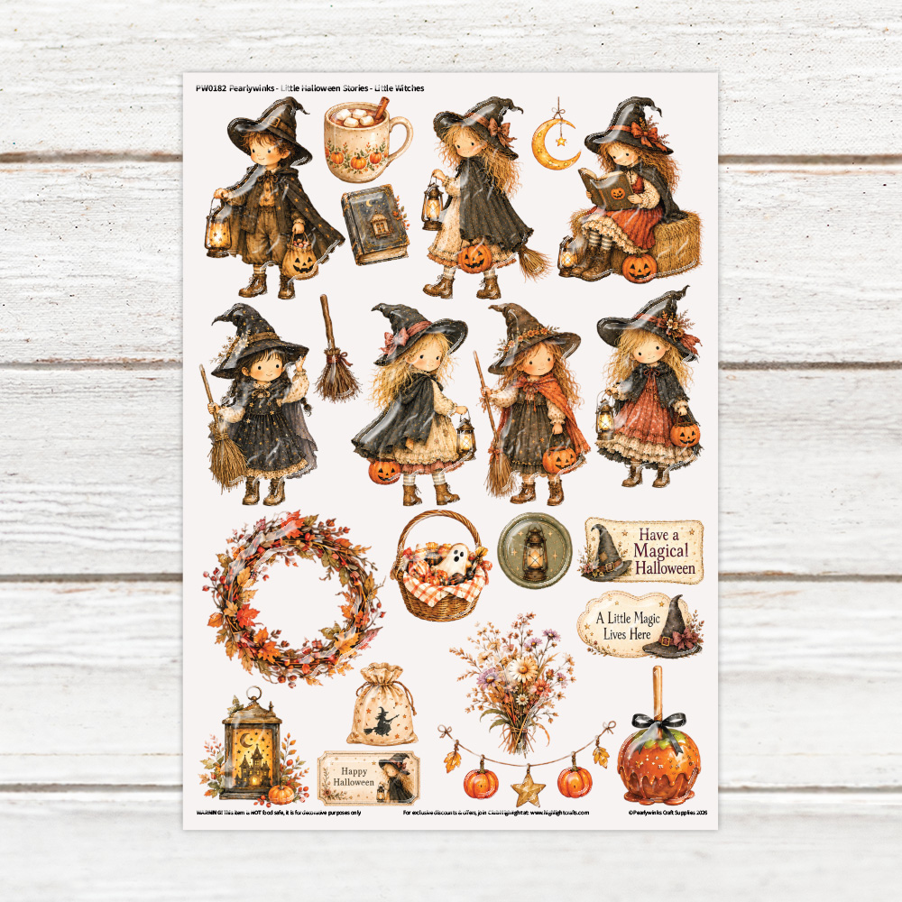Pearlywinks Little Halloween Stories Little Witches Luxe Resin Decal Sheet