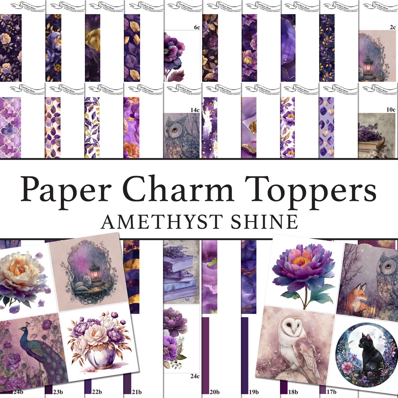 The Crafty Witches - Paper Charms Amethyst Shine Toppers Digital Collection