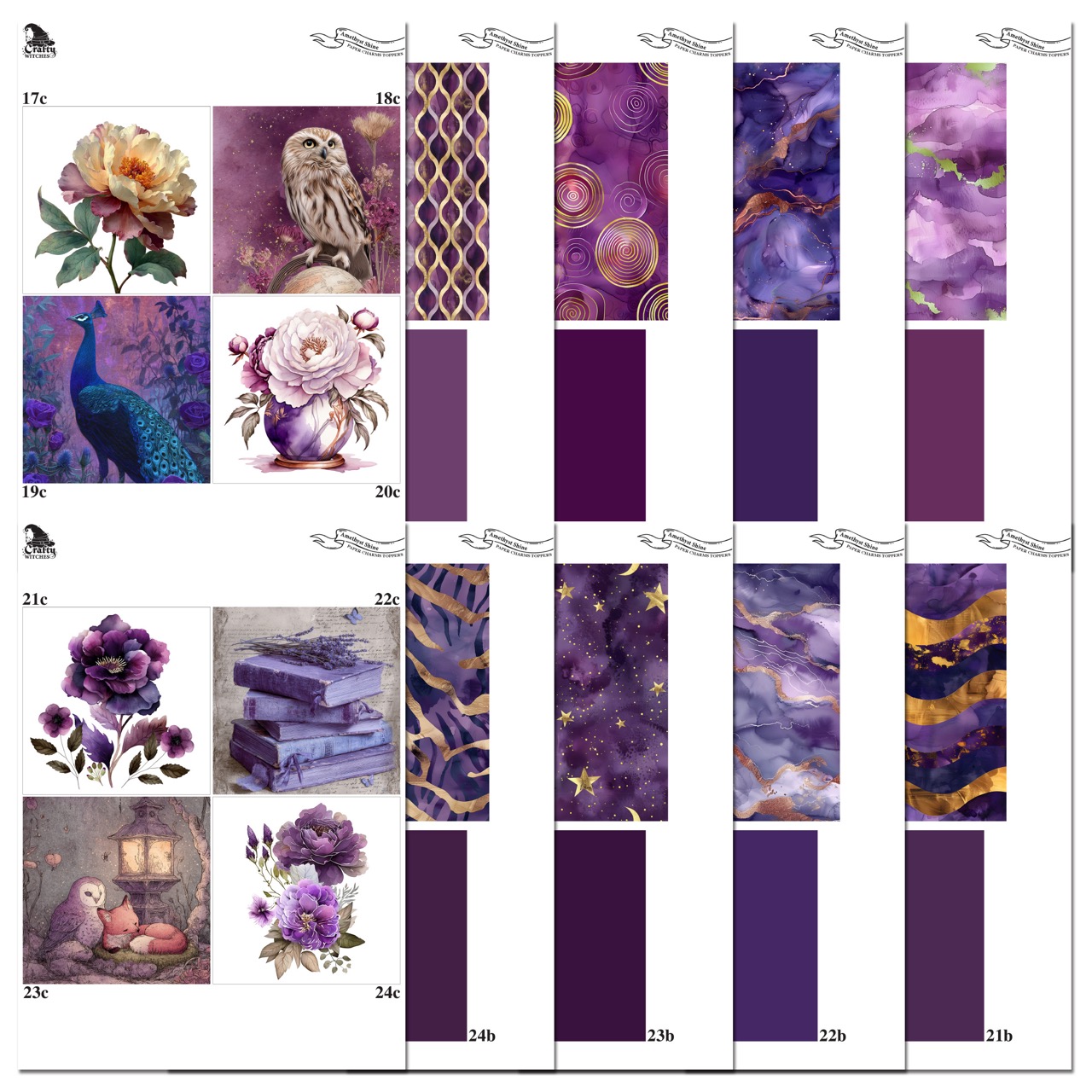 The Crafty Witches - Paper Charms Amethyst Shine Toppers Digital Collection - Image 2