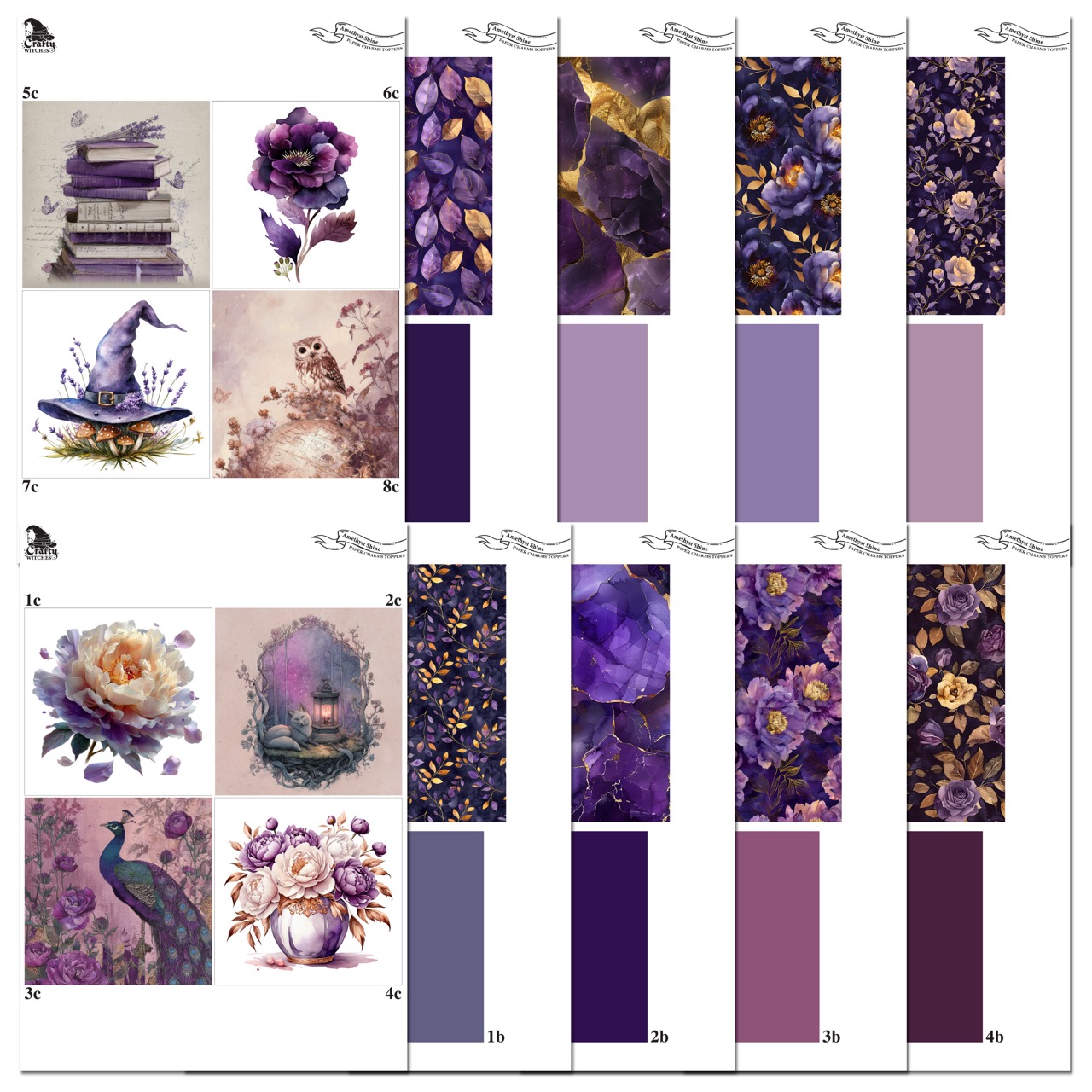The Crafty Witches - Paper Charms Amethyst Shine Toppers Digital Collection - Image 4