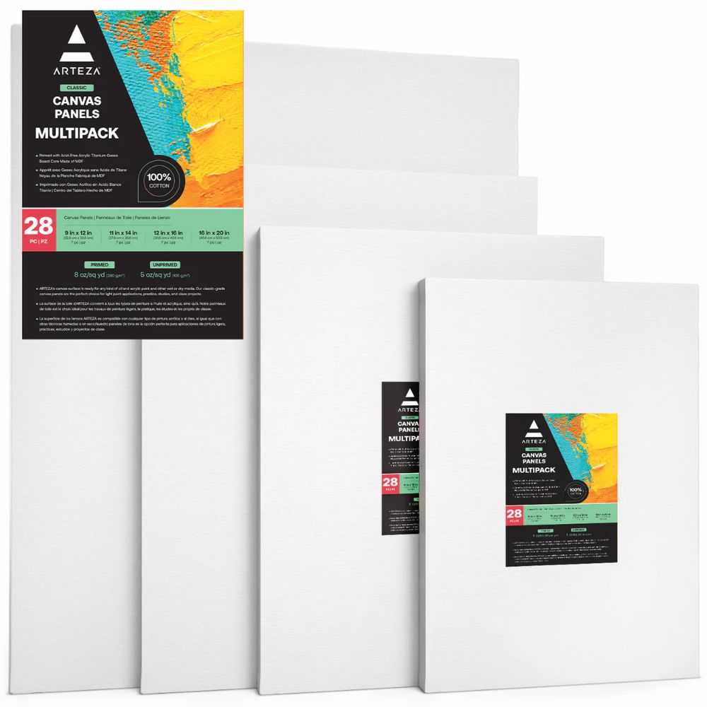 Arteza Canvas Boards - 28pcs - 16x20/12x16/11x14/9x12 - UK ONLY