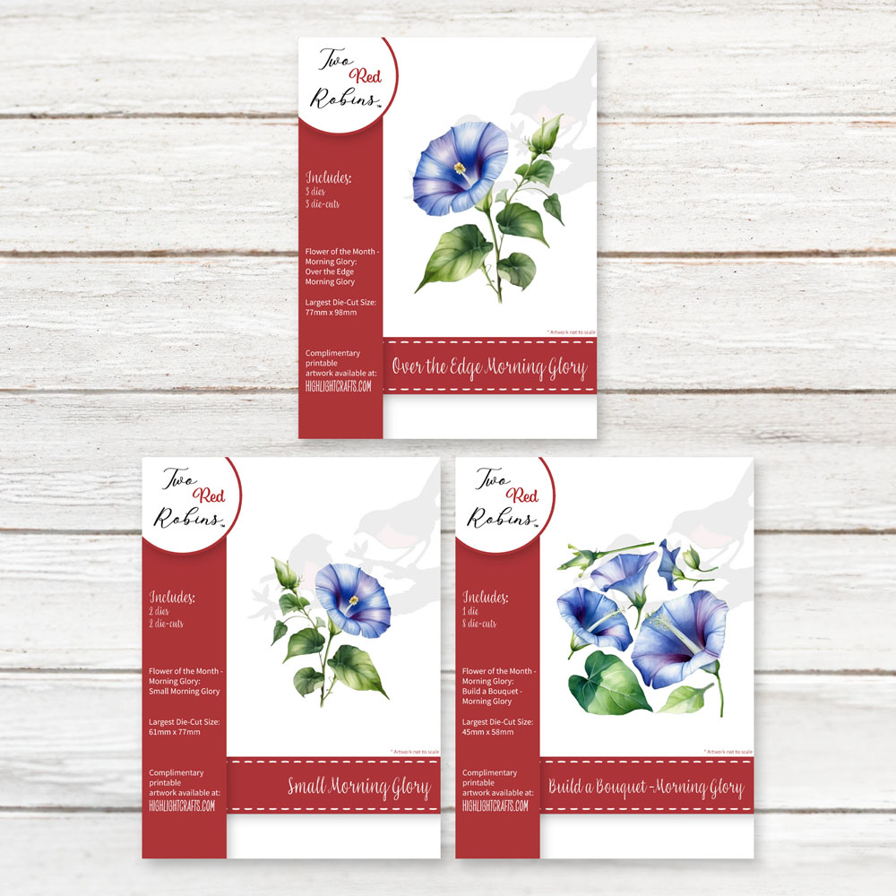 Two Red Robins Flower of the Month Morning Glory Die Bundle