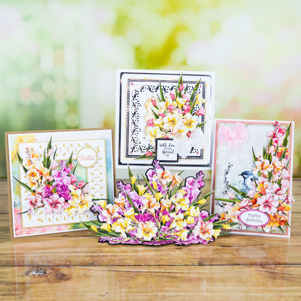 Two Red Robins Flower of The Month Gladioli Die Bundle - Image 2