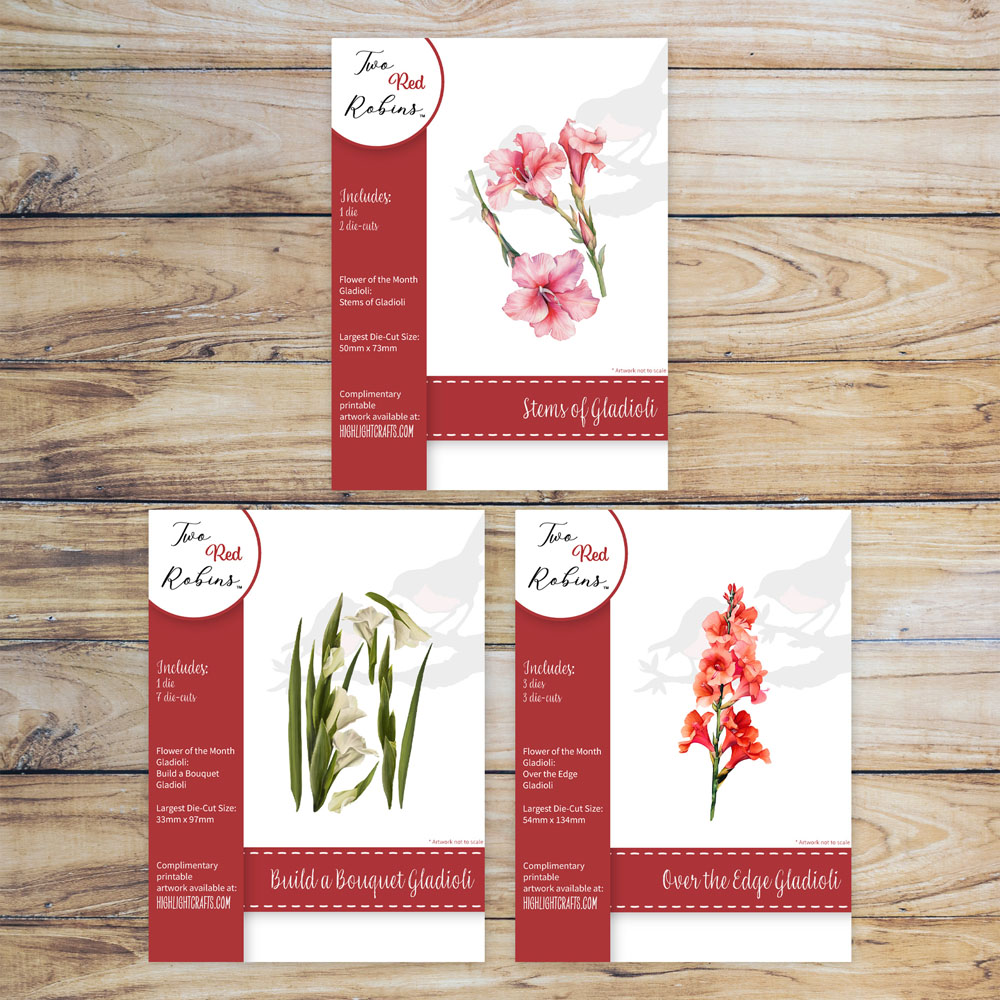Two Red Robins Flower of The Month Gladioli Die Bundle