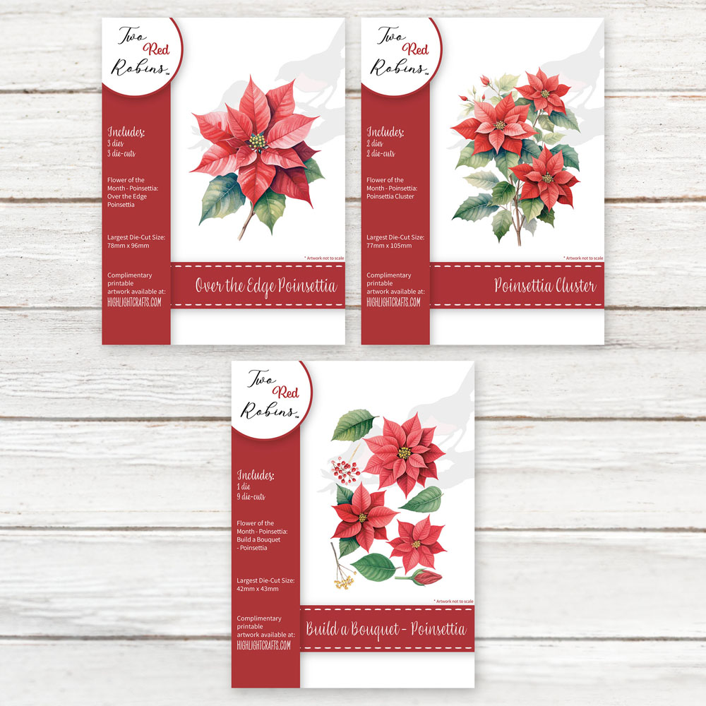 Two Red Robins Flower of the Month Poinsettia Die Collection
