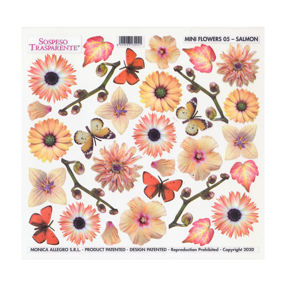 Sospeso Trasparente Mini Flowers Salmon Thermoformable Film