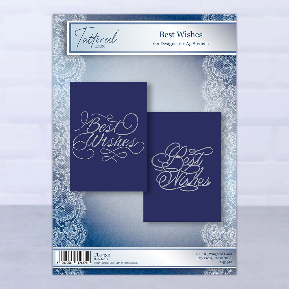 Tattered Lace Best Wishes A5 Stencil Set