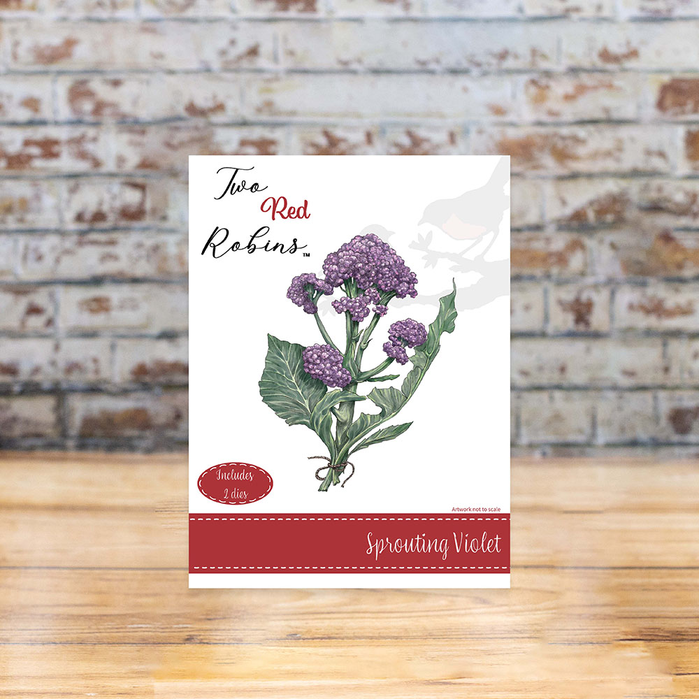 Two Red Robins Sprouting Violet Die Set