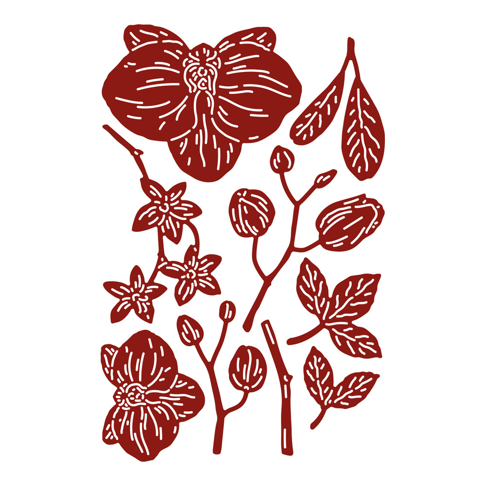 Two Red Robins Build a Bouquet - Orchid Die Set - Image 2