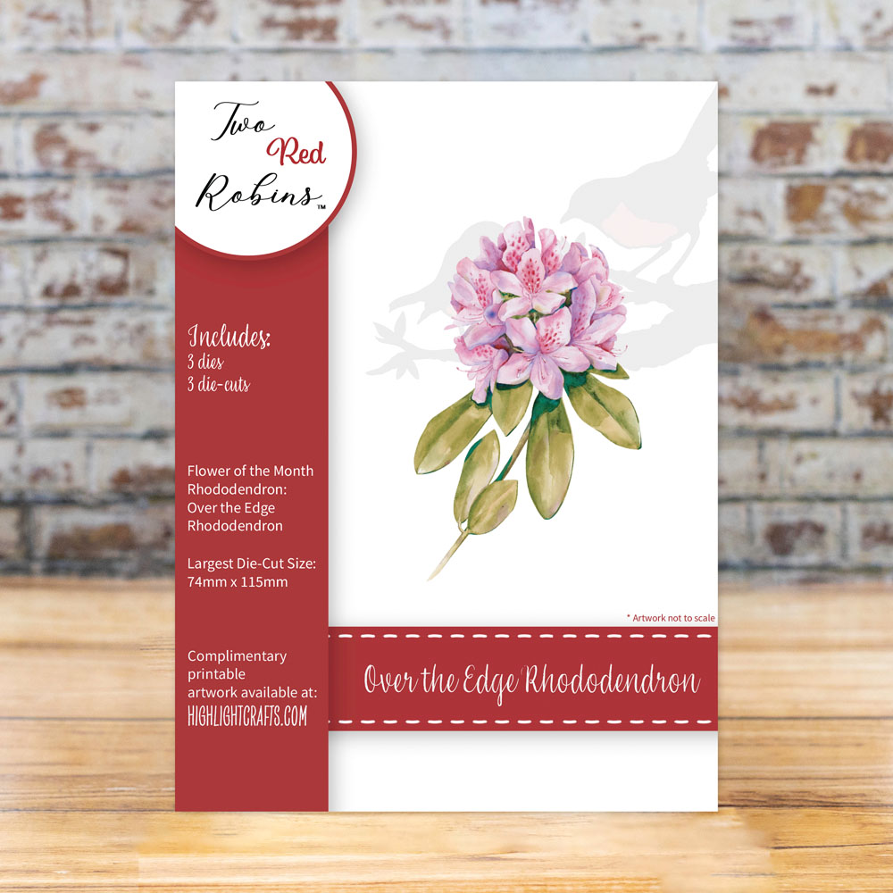 Two Red Robins Over the Edge Rhododendron Die Set