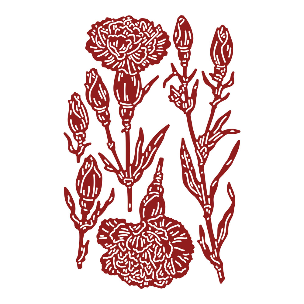 Two Red Robins Build a Bouquet Carnation Die Set - Image 2