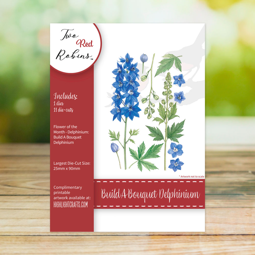 Two Red Robins Build a Bouquet Delphinium Die Set