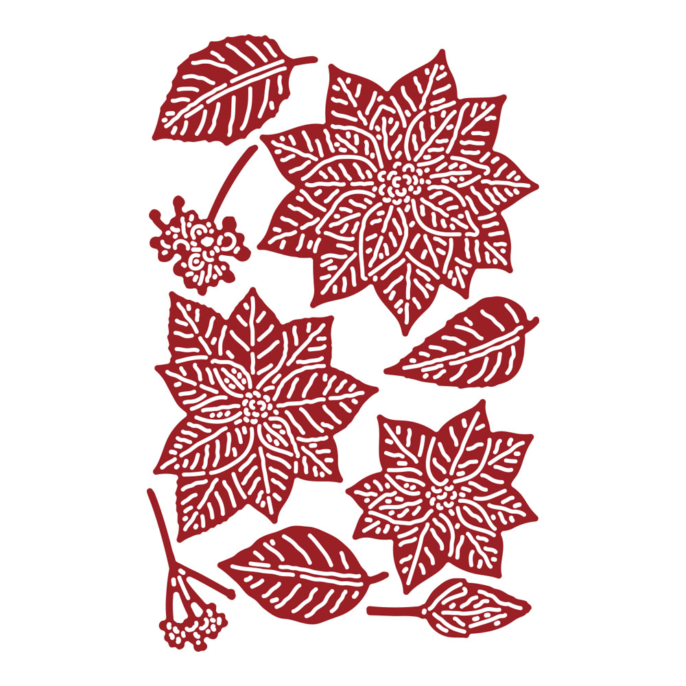 Two Red Robins Build a Bouquet Poinsettia Die Set - Image 2