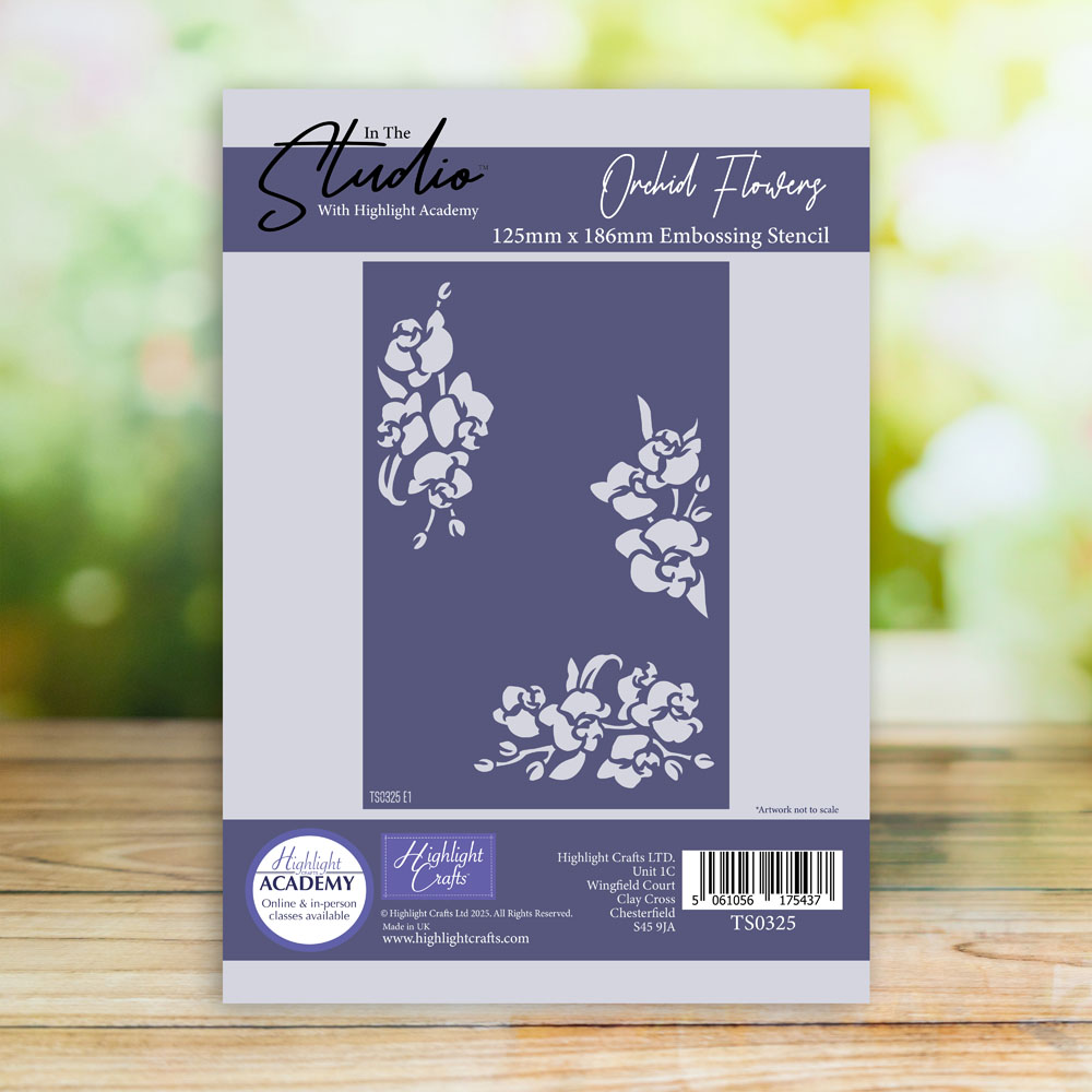 In The Studio Orchid Flowers Embossing Stencil