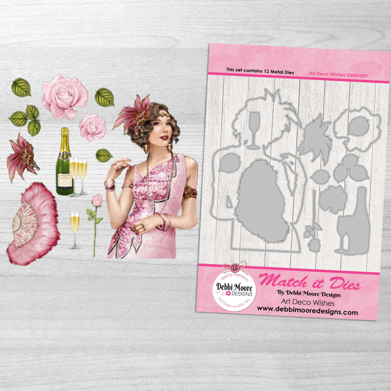 Debbi Moore Designs Match It Art Deco Wishes Die Set
